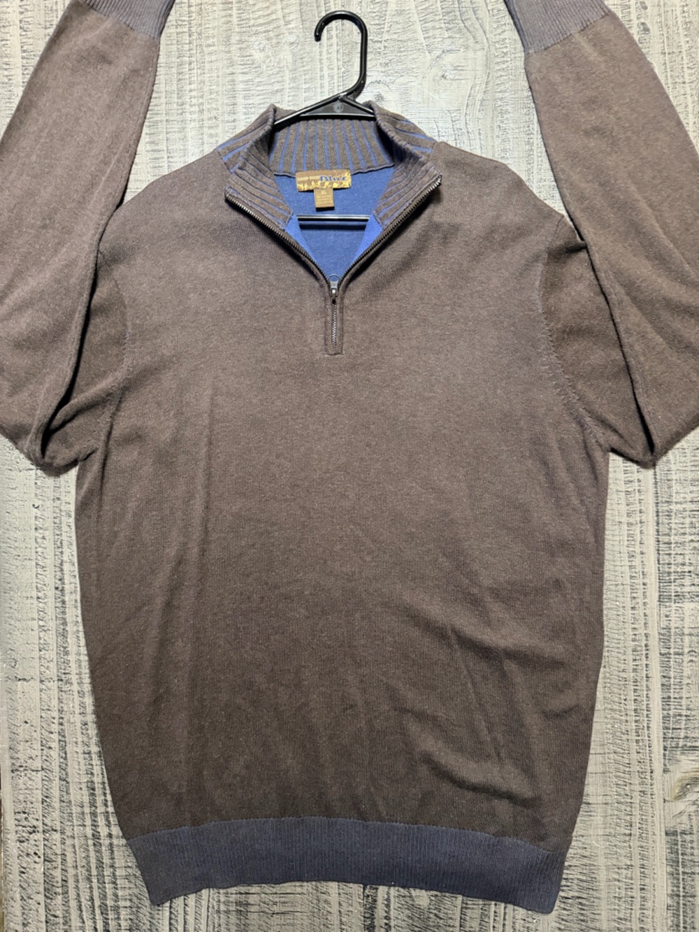 Pronto Uomo Blue Brown Zip-Neck Sweater